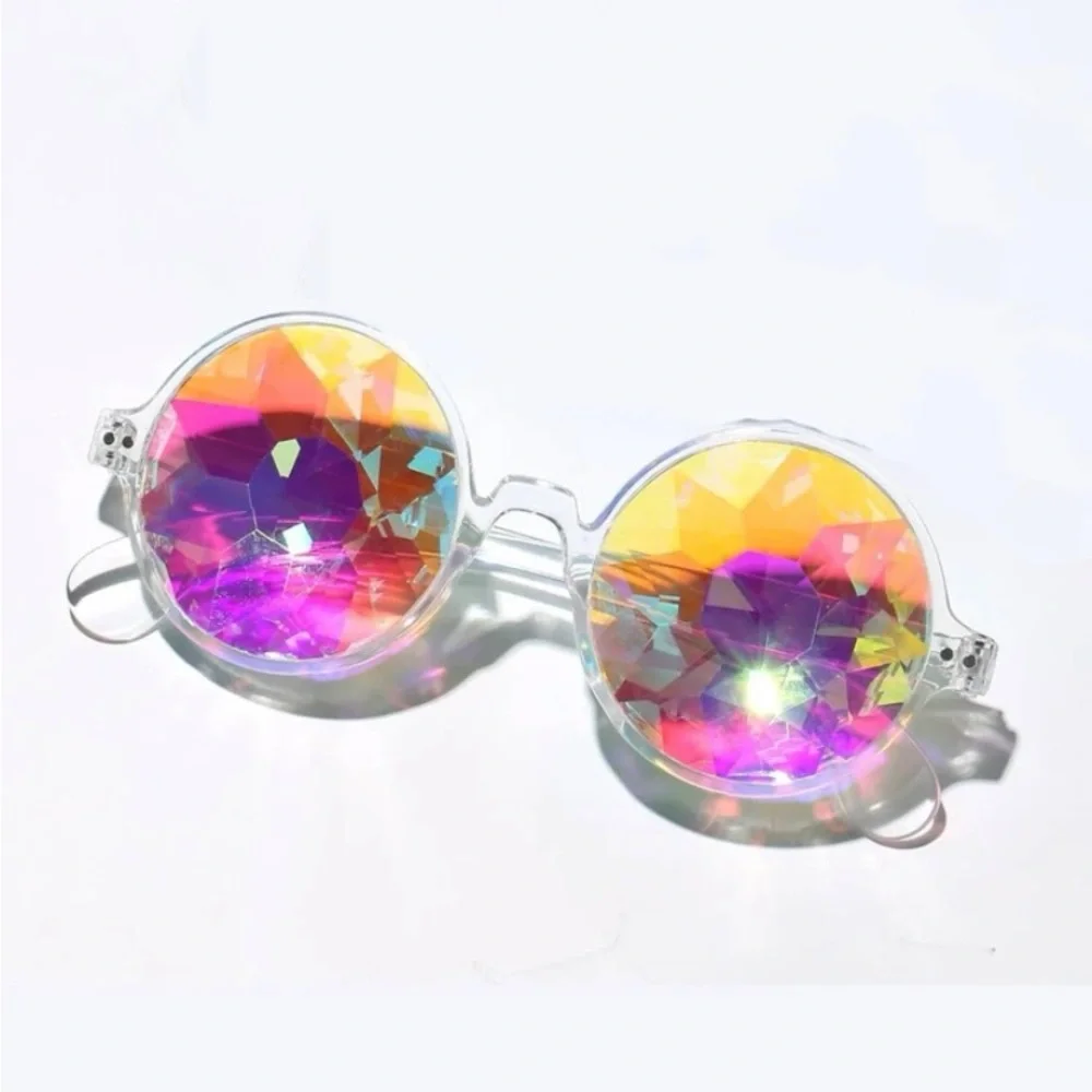 Rainbow Crystal Kaleidoscope Refraction Glasses Spectacles Unisex